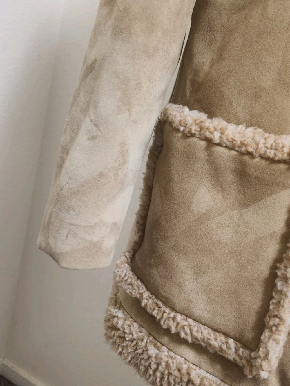 💐VTG 70s Fingerhut Fashions Penny Lane Faux Suede Sherpa Coat M Boho Chore - Picture 4 of 13